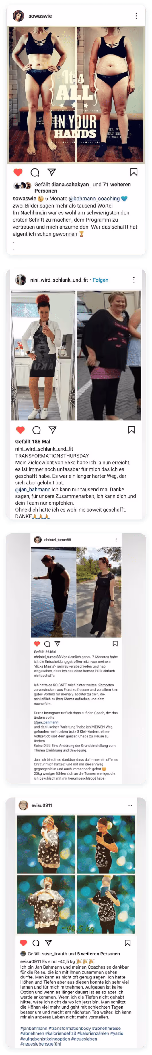 Instagram Transformation einer Teilnehmerin