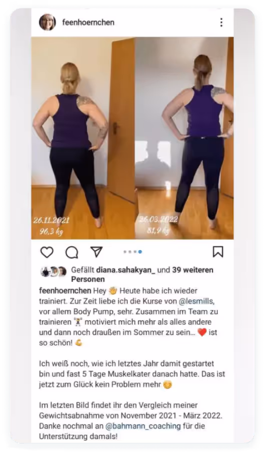 Transformation einer Teilnehmerin