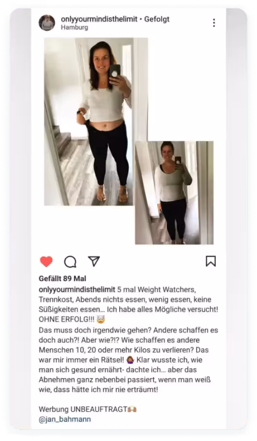 Transformation einer Teilnehmerin