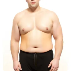 Mittlerer KFA: "Frontalansicht eines Mannes mit mittlerem Körperfettanteil, der in Fitnesskleidung dasteht. Das Bild zeigt eine gesunde, aber nicht extrem definierte Körperform."

